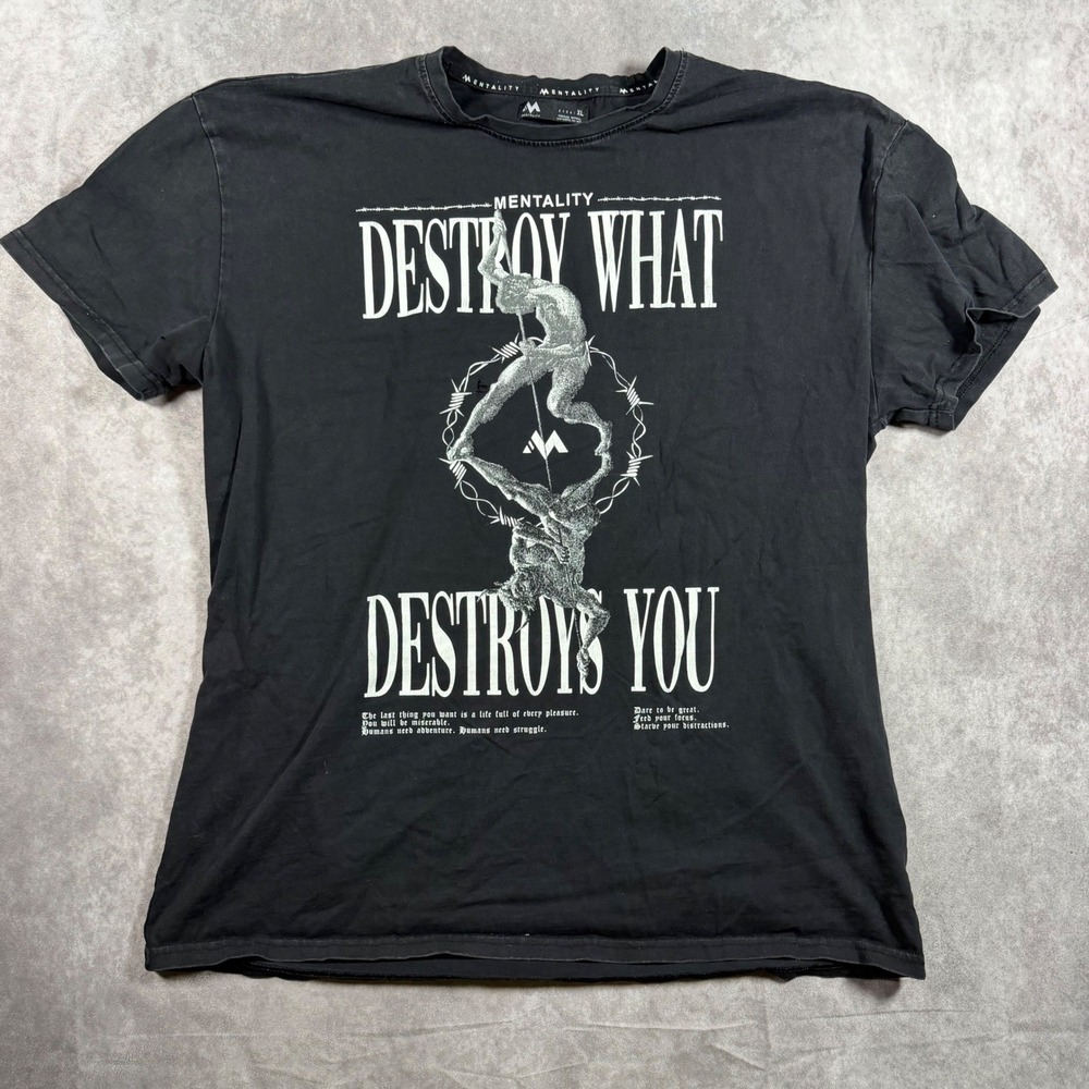 Mentality Destroy What Destroys You Gym T-Shirt Black Mens XL Gym Weightlifting